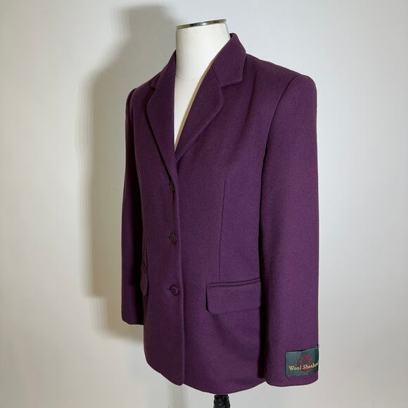 Vintage 90s Norm Thompson Wool Cashmere Blend Blazer Jacket Womens Size 6 Purple - Picture 4 of 11